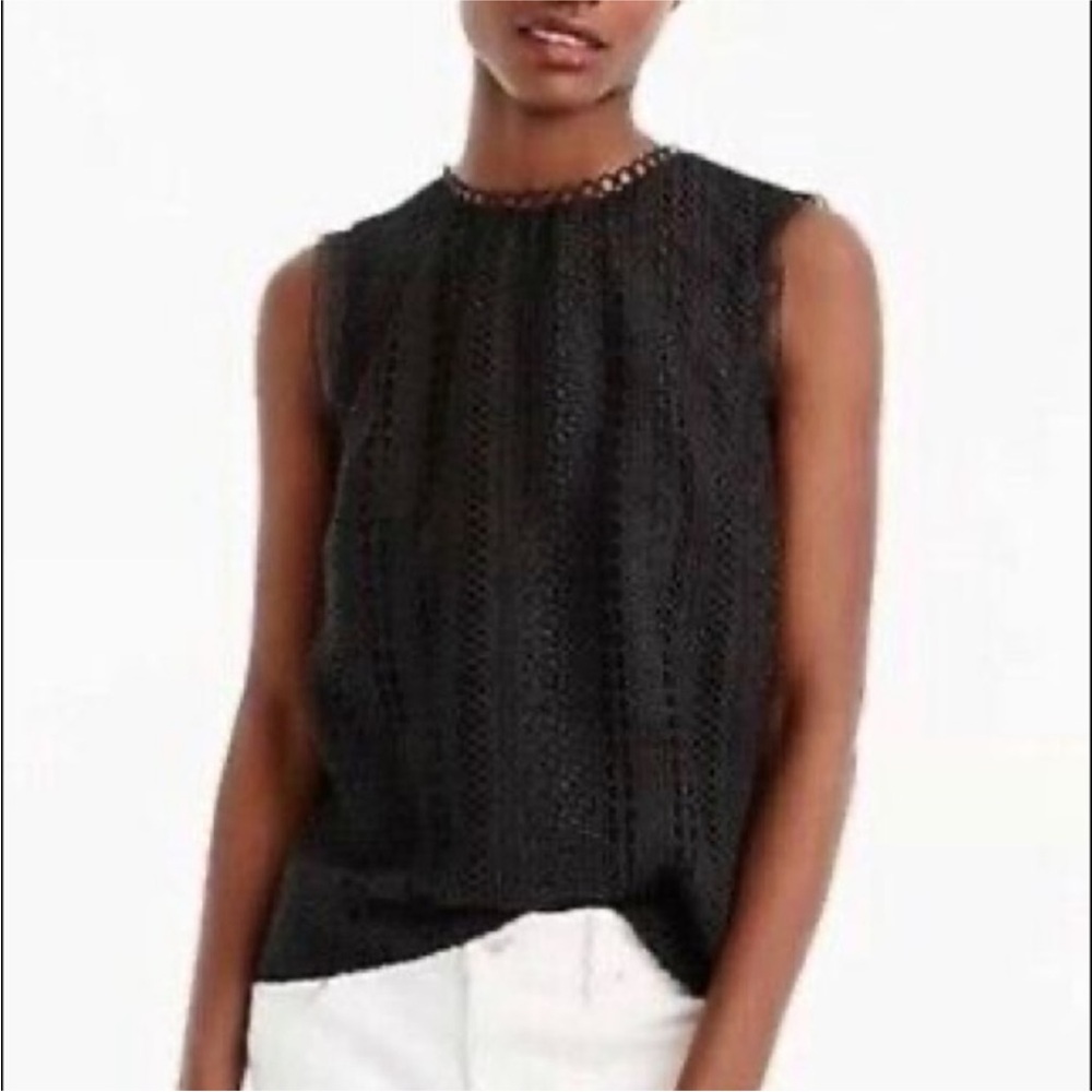J.Crew | Womens Black Mixed Lace Sleeveless Tank Top | H7040 | Size 12